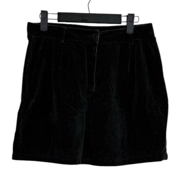 J. Crew Velvet Velour Straight Mini Skirt Belt Loops Pockets 8 Black #3276 - Picture 1 of 14